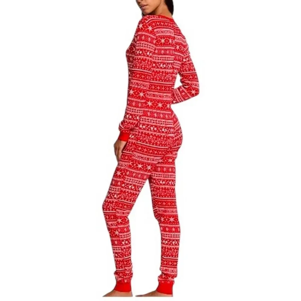 Victoria's Secret Red Fair Isle Pajama Onesie - Picture 4 of 9